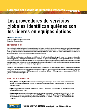 Los Proveedores de servicios globales identifican quiénes son los líderes en equipos ópticos