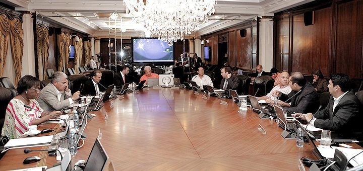 Reunión del Consejo de Gabinete. En la cabecera, el Presidente de Panamá, Ricardo Martinelli. Imagen: Presidencia Panamá.