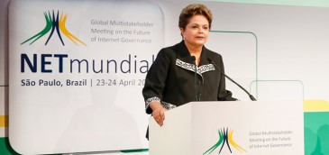 Presidenta Dilma Rousseff durante la ceremonia de apertura de NetMundial. Imagen: Roberto Stuckert Filho/PR.