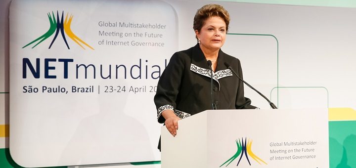 Presidenta Dilma Rousseff durante la ceremonia de apertura de NetMundial. Imagen: Roberto Stuckert Filho/PR.