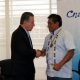 Raúl Auquilla, administrador provincial de Morona, César Regalado, gerente general CNT EP, Marcelino Chumpi, prefecto de Morona, Rigoberto Delgado, procurador Síndico de Morona en la firma del convenio. Imagen: CNT