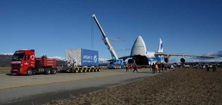 Traslado del Arsat 2 a la Guayana Francesa. Imagen: AFTIC