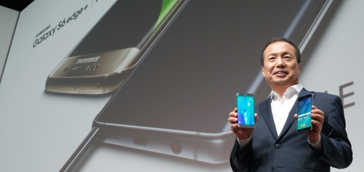 JK Shin, CEO y presidente de la división de IT & Mobile de Samsung Electronics en la presentación del Galaxy S6 edge+ y Galaxy Note5. Imagen: Samsung