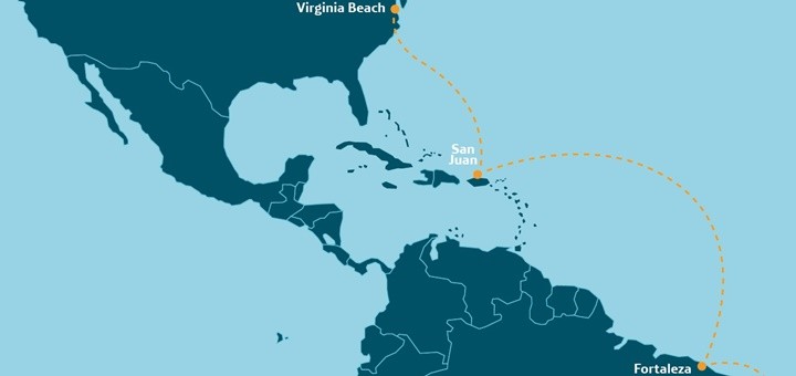 Tramo del cable submarino Brusa que conecta EE.UU con Fortaleza, en Brasil. Imagen: Telefónica