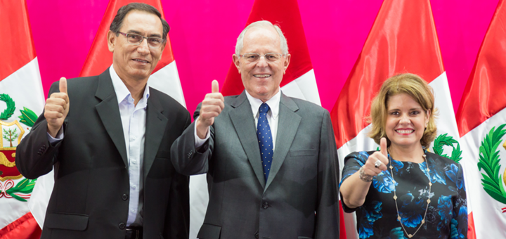 Fórmula presidencial del PPK. Vizcarra (izquierda), Kuczynsk (centro) y Aráoz —vicepresidente segundo — (derecha) Imagen: martinvizcarra.com