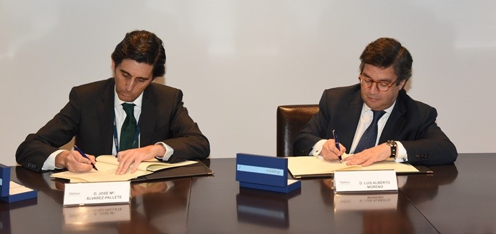 José María Álvarez-Pallete, presidente ejecutivo de Telefónica y Luis Alberto Moreno, presidente del BID. Imagen: Telefónica