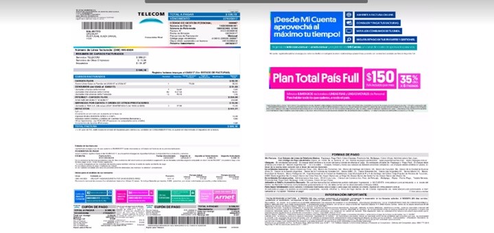 Nueva factura de Telecom Argentina. Imagen: Telecom Argentina.