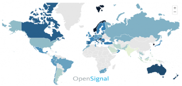 Mapa de velocidad 4G. Imagen: Open Signal.