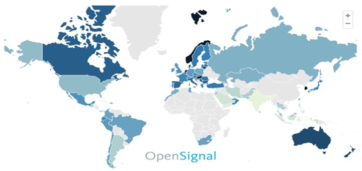 Mapa de velocidad 4G. Imagen: Open Signal.