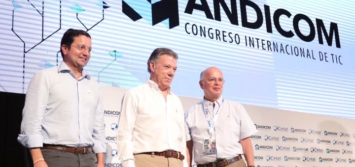 El Presidente Juan Manuel Santos en Andicom 2017. Imagen: Mintic