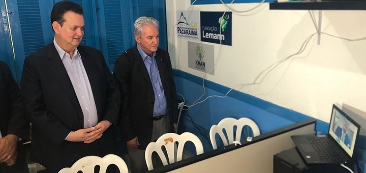 Kassab y Valente dialogaron por teleconferencia con el ministro de Defensa, Joaquim Silva e Luna. Imagen: Telebras.