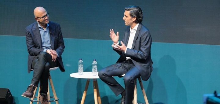Satya Nadella, CEO de Microsoft, y José María Álvarez-Pallete, presidente ejecutivo de Telefónica. Imagen: Telefónica
